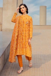 3 Piece Cambric Printed Unstitched Suit with Denting Lawn Dupatta DN-32099 B