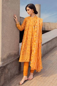 3 Piece Cambric Printed Unstitched Suit with Denting Lawn Dupatta DN-32099 B