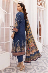 3 Piece Embroidered Khaddar Unstitched Suit with Digital Printed Zari Stripe Shawl AP-32033