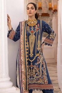 3 Piece Embroidered Khaddar Unstitched Suit with Digital Printed Zari Stripe Shawl AP-32033