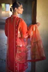 3 Piece Embroidered Foil Printed Nylon Unstitched Suit with Foil Printed Organza Dupatta FE-32110