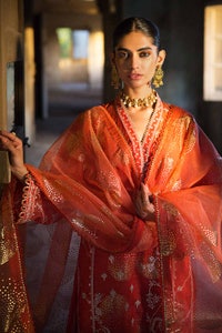 3 Piece Embroidered Foil Printed Nylon Unstitched Suit with Foil Printed Organza Dupatta FE-32110