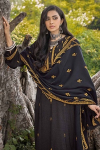 3 Piece Embroidered Khaddar Unstitched Suit with Embroidered Pashmina Shawl AP-32058