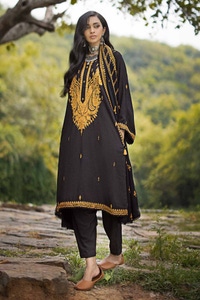 3 Piece Embroidered Khaddar Unstitched Suit with Embroidered Pashmina Shawl AP-32058