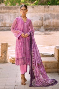 3 Piece Embroidered Chiffon Unstitched Suit with Digital Printed Paper Cotton Dupatta FE-32022