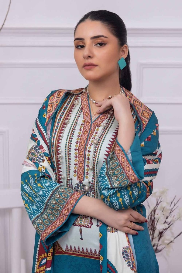 3 Piece Printed Cotail Unstitched Suit with Printed Cotail Dupatta WNS-32251 A