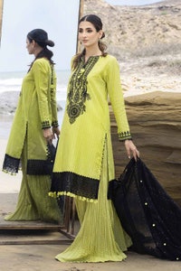 3 Piece Embroidered Leno Unstitched Suit with Jacquard Dupatta MJ-32050