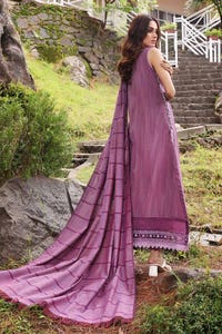 3 Piece Embroidered Cotton Stripe Unstitched Suit with Cotton Stripe Dupatta ST-32017