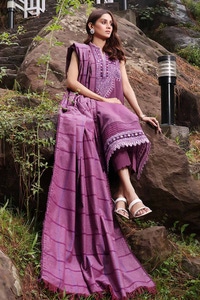 3 Piece Embroidered Cotton Stripe Unstitched Suit with Cotton Stripe Dupatta ST-32017