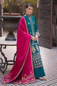 3 Piece Embroidered Khaddar Unstitched Suit with Embroidered Pashmina Shawl AP-32046