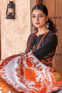 3 Piece Embroidered Khaddar Unstitched Suit with Pashmina Shawl AP-32053
