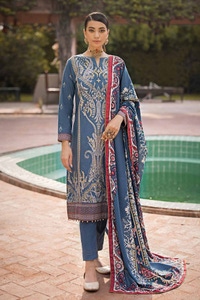 3 Piece Embroidered Khaddar Unstitched Suit with Digital Printed Pashmina Shawl AP-32036