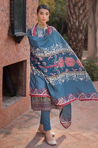 3 Piece Embroidered Khaddar Unstitched Suit with Digital Printed Pashmina Shawl AP-32036