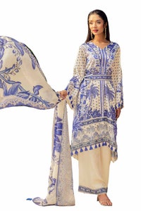 3 Piece Unstitched Printed Silk Suit S-42003
