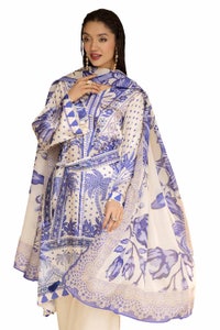 3 Piece Unstitched Printed Silk Suit S-42003