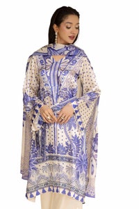 3 Piece Unstitched Printed Silk Suit S-42003