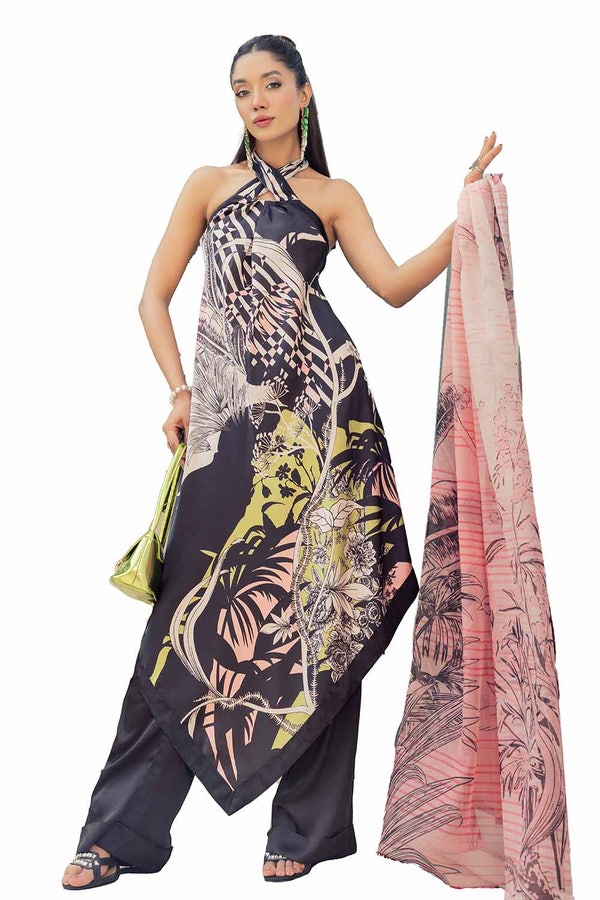 3 Piece Unstitched Printed Silk Suit S-42004