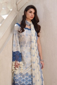 3 Piece Unstitched Schiffli Embroidered Lawn Suit with Schiffli Embroidered Chiffon Dupatta PM-52042