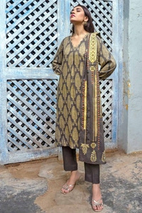 3 Piece Digital Printed Dobby Linen Unstitched Suit LT-32023 A