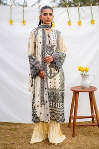 3 Piece Unstitched Embroidered Lawn Suit with Embroidered Chiffon Dupatta PM-52057