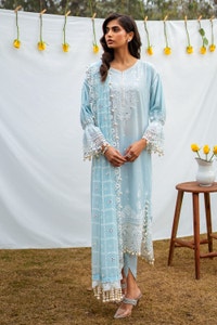 3 Piece Unstitched Embroidered Lawn Suit with Embroidered Chiffon Dupatta PM-52027