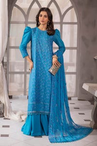 3 Piece Embroidered Paper Cotton Unstitched Suit with Sequins Embroidered Printed Chiffon Dupatta and Inner SP-42001