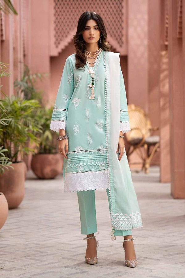 3 Piece Lacquer Printed Embroidered Lawn Unstitched Suit with Lacquer Printed Paper Cotton Dupatta SP-42018