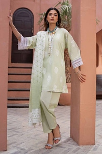 3 Piece Lacquer Printed Embroidered Lawn Unstitched Suit with Lacquer Printed Paper Cotton Dupatta SP-42019