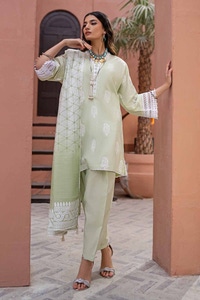 3 Piece Lacquer Printed Embroidered Lawn Unstitched Suit with Lacquer Printed Paper Cotton Dupatta SP-42019