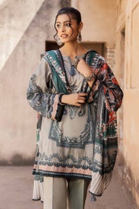 3 Piece Unstitched Printed Lawn Suit with Woven Stripe Dupatta SP-42039