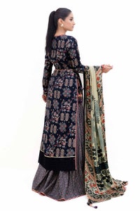 3 Piece Unstitched Gold Printed Polyestor Suit with Printed Sequins Stripe Dupatta SP-42045