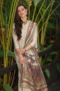 3 Piece Embroidered Lawn Unstitched Suit with Digital Printed Tissue Silk Dupatta SSM-42011