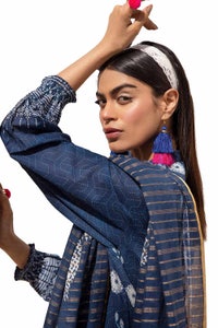 3 Piece Unstitched Printed Lawn Suit with Zari Stripe Dupatta ST-42001