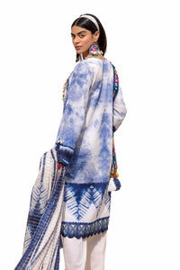 3 Piece Unstitched Embroidered Printed Lawn Suit with Zari Stripe Dupatta ST-42005