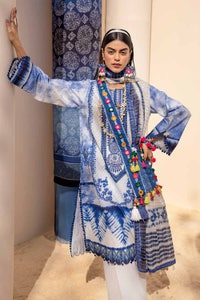 3 Piece Unstitched Embroidered Printed Lawn Suit with Zari Stripe Dupatta ST-42005