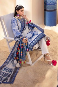 3 Piece Unstitched Embroidered Printed Lawn Suit with Zari Stripe Dupatta ST-42005