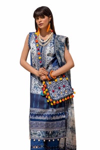 3 Piece Unstitched Printed Lawn Suit with Zari Stripe Dupatta ST-42009