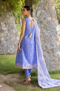 3 Piece Embroidered Gold Printed Cambric Unstitched Suit with Printed Burnout Dupatta BN-32001
