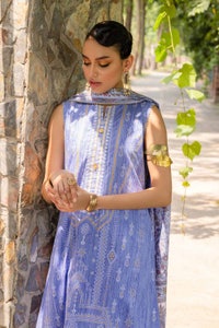 3 Piece Embroidered Gold Printed Cambric Unstitched Suit with Printed Burnout Dupatta BN-32001