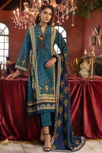 3 Piece Embroidered Khaddar Unstitched Suit K-32019