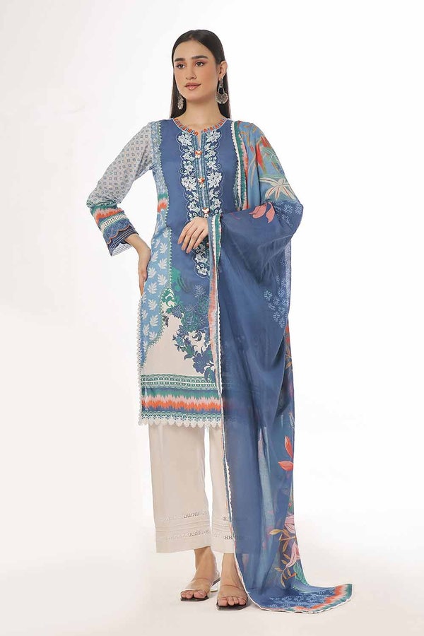 3 Piece Unstitched Embroidered Printed Lawn Suit CLP-42067