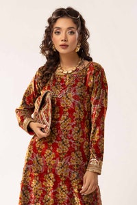 2 Piece Unstitched Embroidered Velvet Suit VLT-42001