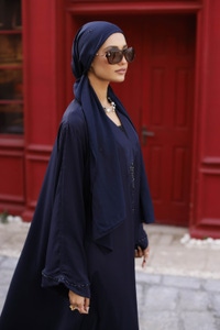 Nisa Embellished Abaya With Embroidered Scarf WGB-KAB-22031