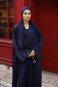 Nisa Embellished Abaya With Embroidered Scarf WGB-KAB-22031
