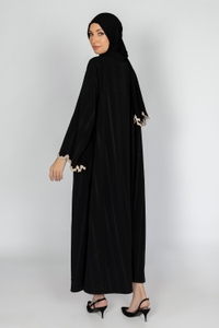 Nisa Embroidered Stipe Abaya With Embroidered Scarf WGB-KAB-22048