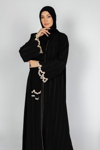 Nisa Embroidered Stipe Abaya With Embroidered Scarf WGB-KAB-22048