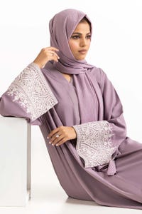 Nisa Georgette Embroidered Abaya With Dyed Scarf WGB-KAB-22060
