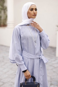 Nisa Stripes Abaya With Dyed Scarf WGB-KAB-22071