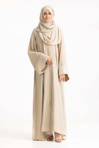 Nisa Georgette Embroidered Abaya With Dyed Chiffon Scarf WGB-KAB-22085