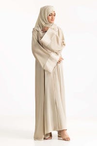 Nisa Georgette Embroidered Abaya With Dyed Chiffon Scarf WGB-KAB-22085